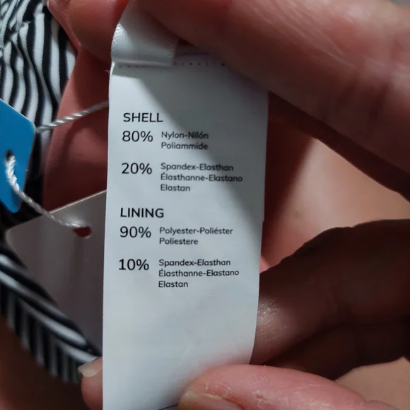 NWT Cupshe Coral and Black Striped Ruched Tummy Swimsuit Sz L‎ - Picture 8 of 9